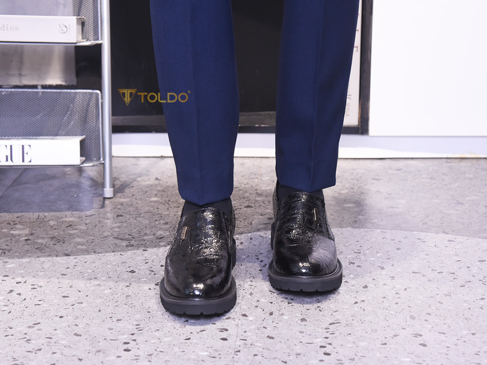 Giày cao 10 da bóng vân cá sấu 4